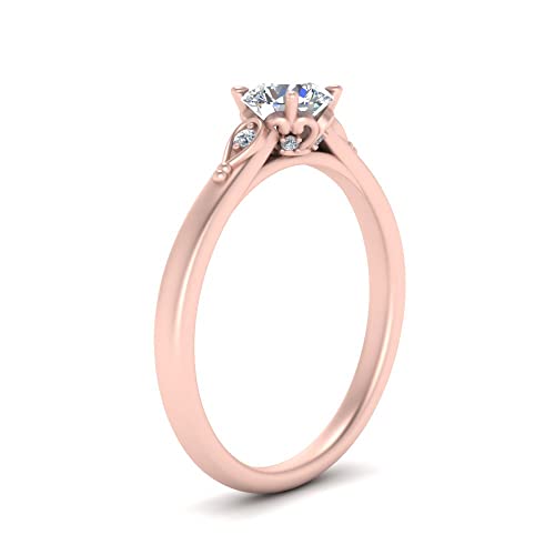 Bague trois pierres feuille or rose : la solution pour grands doigts - 3
