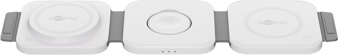 goobay Station de Charge MagSafe/Chargeur sans Fil 3 en 1 / Pliable, Chargeur sans Fil USB-C pour iPhone, AirPods et Aple Watch/Station de Charge de Voyage de 15 W 65312
