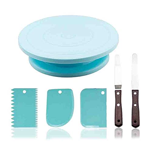 caihuashopping Gramofon na ciasto plastikowe ciasto talerz obrotowy antypoślizgowy okrągły stojak na ciasto narzędzia dekoracyjne otary stół artykuły do ciasta akcesoria do pieczenia wirowania stojak na ciasto (kolor: B)