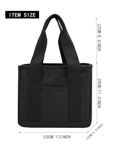Image of TeeYee 16oz Canvas Tote Bag Casual Multi pockets Handbags Large Capacity Shopping Shoulder Bag with Pocket Bags Work Purses