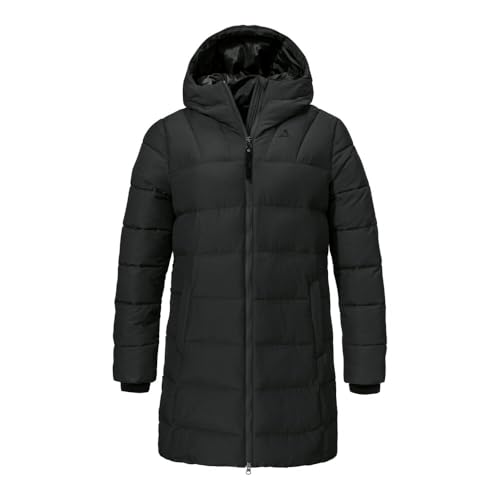 Schöffel Damen Ins Parka Style Boslix WMS, wärmende Winterjacke mit synthetischer Daune, wind- und wasserabweisende Funktionsjacke mit gefütterter Kapuze, black, 40