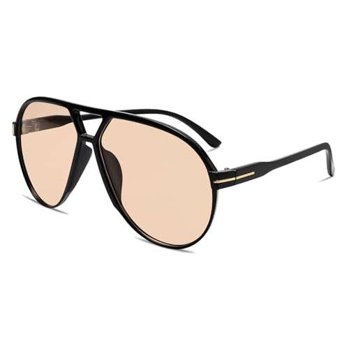 Image of GUVIVI Retro Aviator Sunglasses for Women Men Oversized Classic 70s Vintage Trendy Tangle Free Square Aviators Sun Glasses