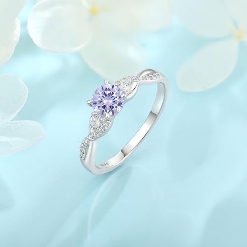 FJ Promise Rings for Her 18K White Gold Plated 925 Sterling Silver Engagement Anniversary Wedding Eternity Ring Birthstone Jewelry for Women4