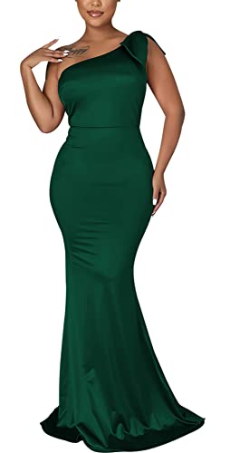 Image of FairyLove Women's One Shoulder Sleeveless Formal Ruched Bodycon Fashion Dress Belted Cocktail Dresses
