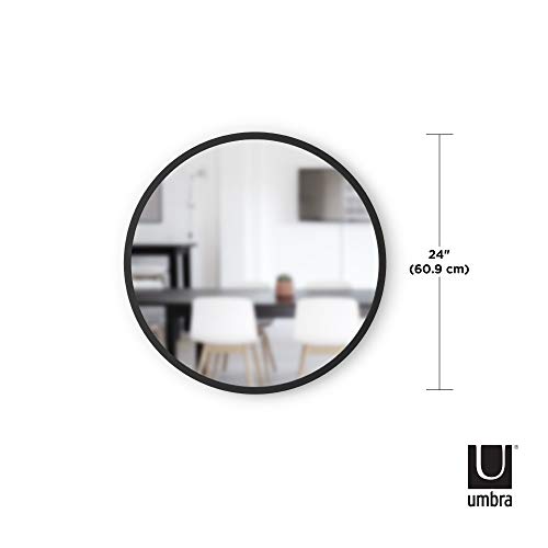 Umbra 1006044-040 Hub Oval Wall Mirror, 24 X 36-Inch, Black & 1008243-040 Hub Wall Mirror With Rubber Frame - 24-Inch Round Wall Mirror, Black #TOP5