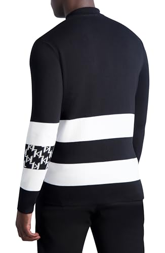 KARL LAGERFELD Mens Contrast Stripe and Logo on Sleeve Turtleneck Sweater3