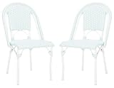 SAFAVIEH Outdoor Collection California Baby Blue/White/White Bistro Side Chair Set of 2 (Fully Assembled)