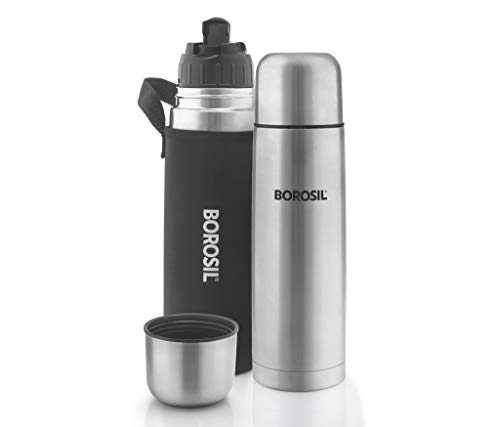 Borosil Stainless Steel Hydra Thermo - Vacuum Insulated Flask Water Bottle, Orange, 350ML