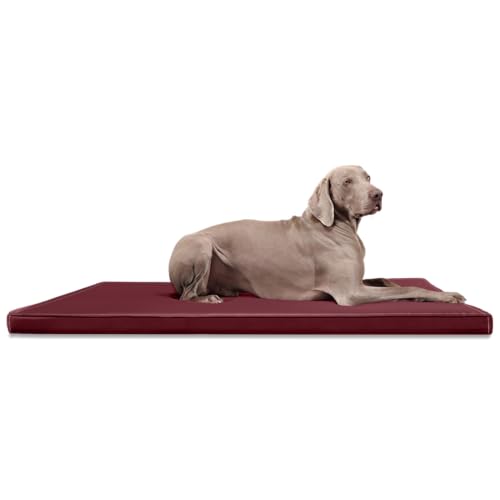 tierlando® Carlos Ortho-Medic Orthopädische Hundematratze aus Kunstleder mit Visco Memory Foam, Größe: 80x60cm | Farbe: 04 Dunkelrot