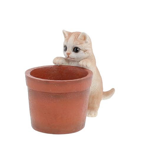 Benny's(ベニーズ) 猫の置物 インテリア ポット 鉢 ポリレジン製 べニーズアニマル べニーズキャット QB-031BR