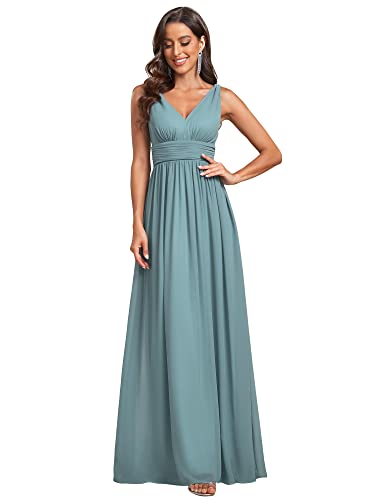 Image of Ever-Pretty Womens Bridesmaid Dress V-Neck Sleeveless A Line Chiffon Floor Length Formal Dress 09016