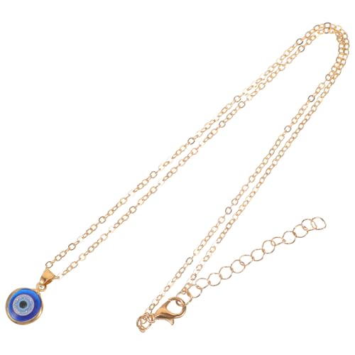 SOLUSTRE Collar Colgante de Ojo Turco Azul Borde Dorado Cadena Ajustable para Mujer Amuleto de Protección Mal de Ojo Joyería de Estilo Turco para Uso Diario