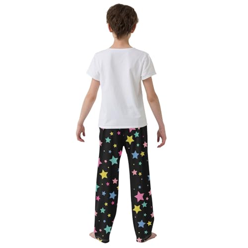 ZZXXB Star Colorful Print Boys Long Pants Soft Trousers Elastic Waist Kids Lounge Bottoms with Pockets S-XL3