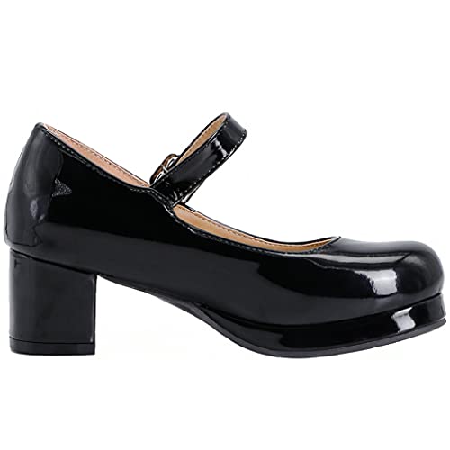 Meefit Women Block Heel Mary Jane Lolita Shoes Platform Patent Leather Cosplay Pumps3
