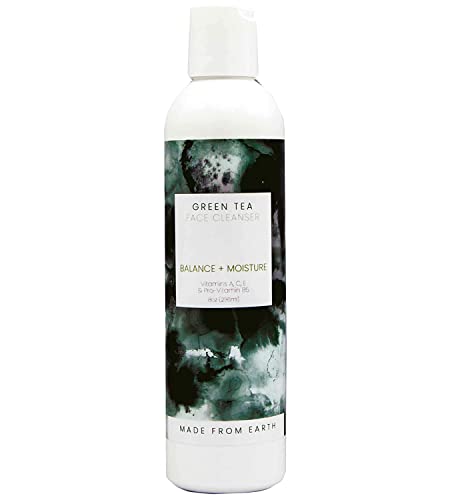 Made from Earth Green Tea Face Cleanser - Vitamin A, C and Plant Proteins for All Skin Types, 8 oz.