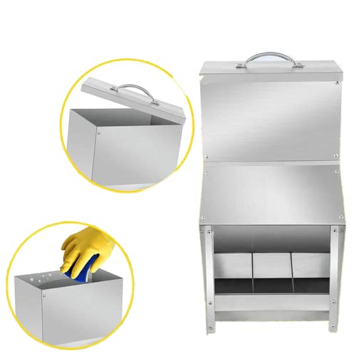 shengyi 11.5-55lbs Galvanized Chicken Feeder - Rat Proof Poultry Feeder with Lid Weatherproof Outdoor Coop Food Dispenser (25lbs 12.9x8.3x18.9in) - Image 3