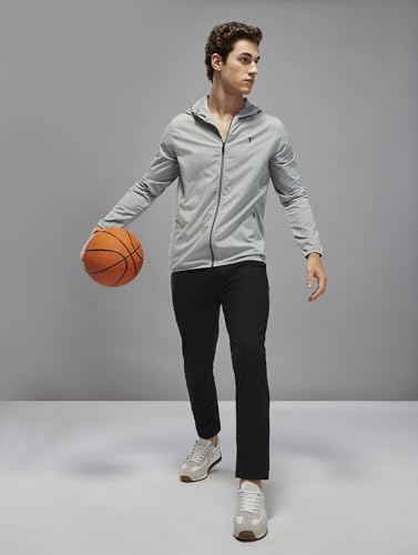 Image of TECHNOSPORT Men's Regular Fit Jacket with Zip Pockets, TS FLEXI Lightweight Windproof Quick Dry Full Sleeve Jacket for Gym Running and Travel