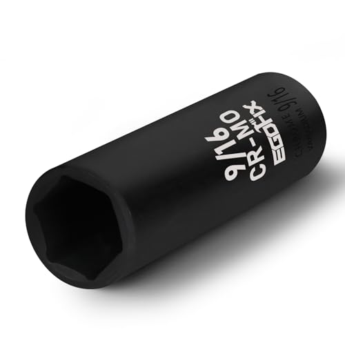Image of 3 /8 inch Drive Deep Impact Socket, 9 /16 Inch SAE Socket, CR-MO 6 Point for Easy Removal of Axle Nut