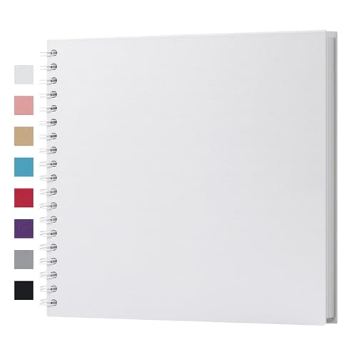 potricher 10 x 10 Inch DIY Scrapbook Album 40 Pages Hardcover Kraft Paper Scrap Book Photo Albums Memory Book for Wedding and Anniversary Family (White, 10 Inch)