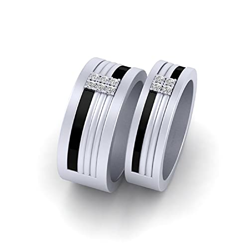 Bagues alliances assorties argent massif 925 serties de vrais diamants