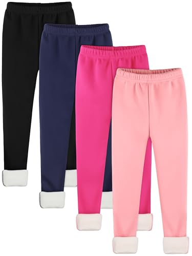 Catálogo para Comprar On-line Pantalones térmicos para Niña , tabla con los diez mejores. 46 Resinta - Paquete de 4 leggings con forro polar de algodón para niñas, cálidas y gruesas, pantalones térmicos de longitud completa, ropa de invierno para niños, Negro, azul...