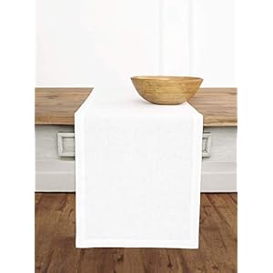 Solino Home 100% Pure Linen Table Runner – 14 x 72 Inch White Table Runner for Fall, Halloween, Thanksgiving, Christmas – 100% Pure Linen Fabric Table Runner – Fete, Handcrafted from European Flax