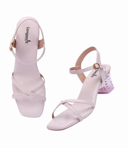 Image of Longwalk Women's Cross Strap Sandal, Transparent Heel Sandal for Girl's
