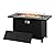 Shintenchi 45 Inch Propane Fire Pit Table with Glass Window Protector, Outdoor 50,000 BTU Steel Gas Fire Pit with Lid, Glass Crystal Stone, Waterproof Cover and Rattan Pattern,Brown Top