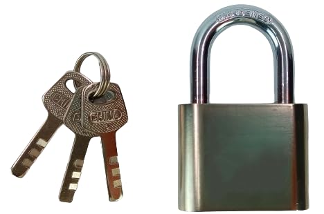 Image of NFI essentials 46mm Pressing Heavy Duty Locks with 3 Keys Hard Stainless Steel Metal Body Imported Lock Safe Security Lock Suitable for Doors, Gate, Hotels