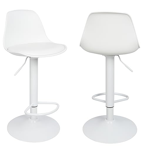 Supfine Tabourets de Bar Lot de 2, Coussin Simili Cuir Rembourré, Repose Pieds, Réglable en Hauteur et Pivotant 360° Pied Chrome, Chaises Hautes pour...