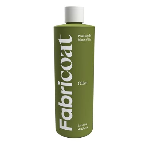 Fabricoat Fabric Paint – Restore or Change the Colour of Any Fabric - Paint Directly Onto Fabric - Transform Anything – Sofas, Lampshades, Car Interiors (500ml, Olive)