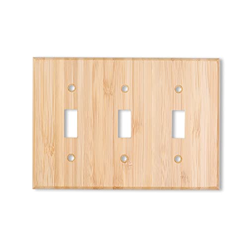 Solid Wood Triple Toggle Light Switch Plate 4.5" X6.3" Bamboo Light Switch Cover Quality Raw Wooden Decorative Bedroom Kitchen Home Decor (Triple Toggle) by Alckerou - Used condition - US$8.50