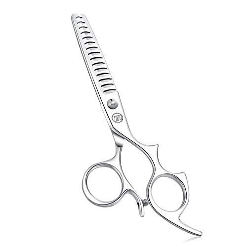 Moontay 6.0" Hair Cutting Shears with Large Finger Holes, Professional Barber Stylist Texturizing Shears, Salon Hair Cutting Scissors, 440C Japanese Stainless Steel, Silver
