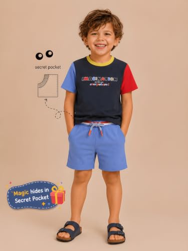 Image of Pilolo Kids Soft Cotton Lycra Pocket T-Shirt for Boys - (Combo Pack of 2)