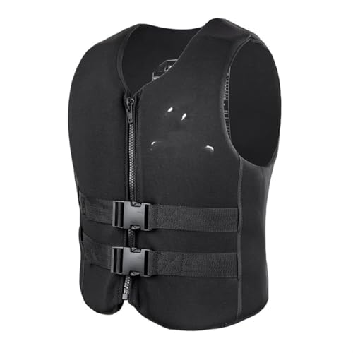 FOVIGUO Chaleco Salvavidas para Adultos y niños, Neopreno Chaleco Salvavidas de Seguridad Rescate Wakeboard natación Deportes acuáticos navegación Surf Rafting(Black,S)