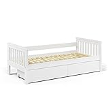 Die Holzlatten des Kinderbettes Luna sind aus Massivholz gefertigt und durch ihre Beschaffenheit besonders kinderfreundlich.