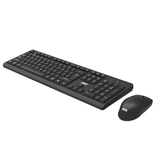 KONTONTY Teclado y Ratón Inalámbrico USB KM210 Teclado Silencioso Impermeable para Oficina y Juegos Ratón Inalámbrico Incluido Color No Incluye Batería