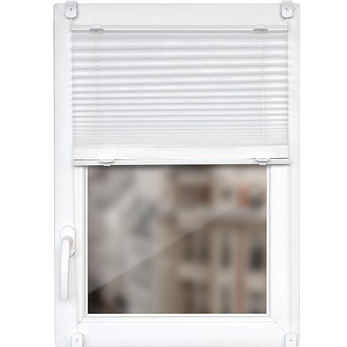 Easyfix Tenda avvolgibile plissettata (45 cm x 150 cm), fissaggio senza fori, traslucida ma opaca, tenda avvolgibile pieghevole per finestre e porte