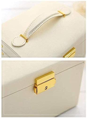 Pudełko na biżuterię, 3 Layer Jewelry Organizer Box With Lock Mirror PU Leather Jewelry Storage Case Multicolor(Black)