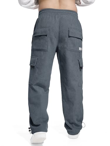 Tapata Men's Fleece Lined Corduroy Cargo Pants Regular/Long/Tall Heavyweight Baggy Sweatpants Casual Elastic Waist Slacks2