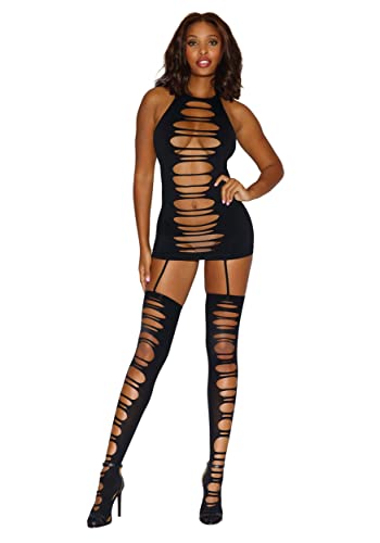 Bodystocking noir opaque ajouré combinaison lingerie corps entier sexy et extensible