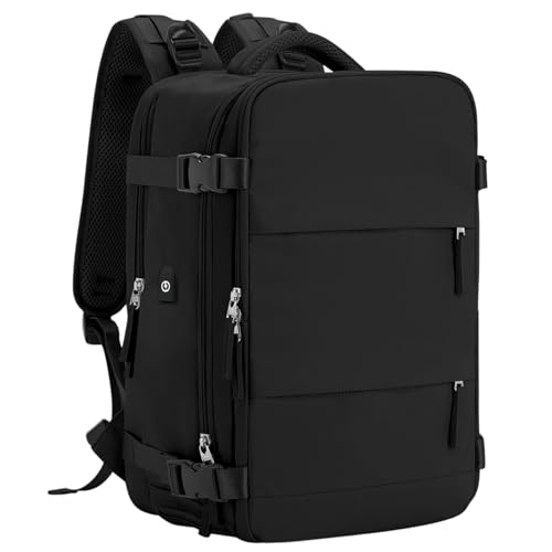 Mochila Viral Viagem Avião Impermeável de Bordo Cabine Bagagem de Mão Notebook, Bolso para Ropuas Molhadas USB - Preta
