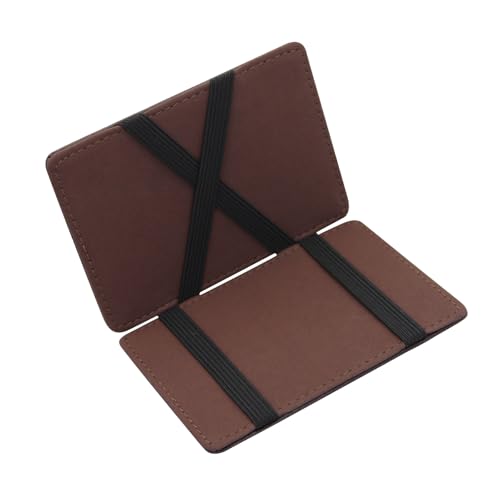 AfitLulu Magic Wallet, Money Clip Wallets for Men with 4 Card Slots and Banknote Slots, Ultra-Thin Double Fold Minimalist Wallet for Men (Brown)