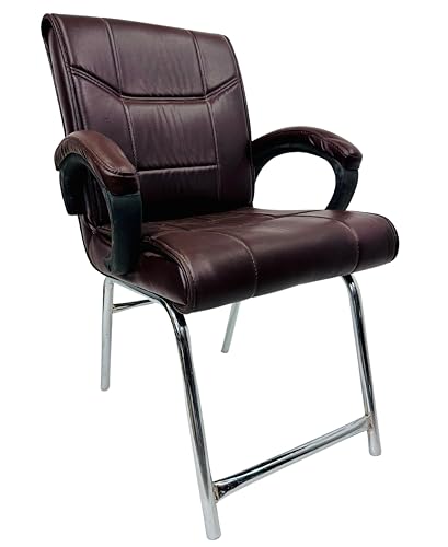 Image of Special Director Principal Office Visitor Study Chair with arm Rest and Cushioned seat Back, Chair Without Wheels, Holds Upto 125 kg (1, Coffee, H Frame)