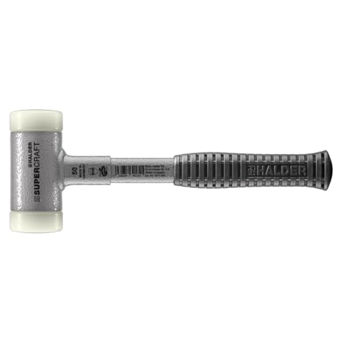 Halder Supercraft Dead Blow Mallet, Non-Rebounding Mallet, Hard Nylon Inserts, Break-Proof Steel Tube Handle, Anti-Slip Grip, 50mm, 2.5 lbs.