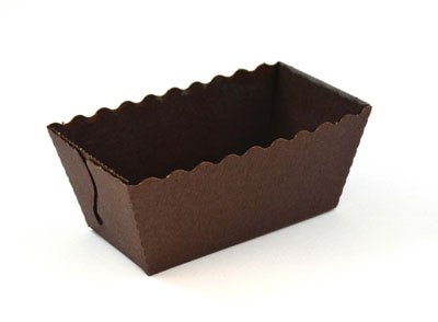 Pastry Chef's Boutique Easy Bake Paper Mini Loaf Pans - Small Rectangle Loaf 3 1/8'' x 1 9/16''x 1 5/8''- Brown - 25pcs