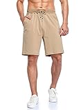 Immerguter Mens Shorts Adjustable Elastic Waist Casual Workout Shorts with Pockets,36,HC-ZZ-Khaki