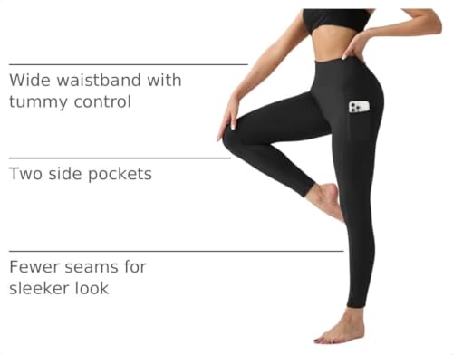 Image of YUDSUD High Waisted Leggings for Women with Pockets - Tummy Control Capris Yoga Pants for Workout Running Athletic Cycling