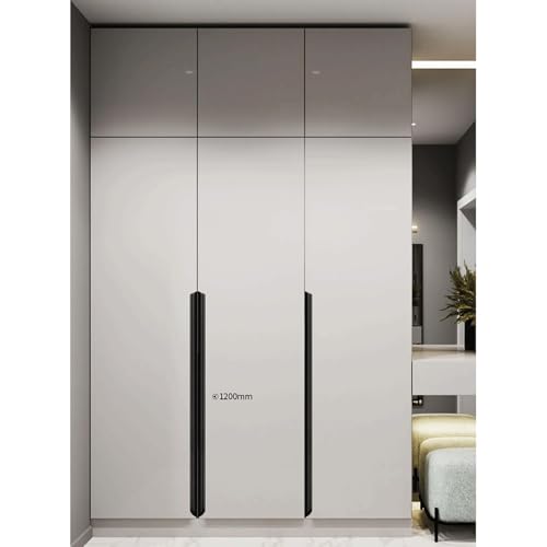 Confezione da 2 maniglie per bordi in alluminio nero, maniglie nascoste per mobili da cucina e cassetti, facili da installare, 300 mm, per decorazioni moderne della casa