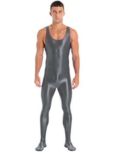 Linjinx Men's Shiny Oil Glossy Body Stocking Footed Dance Tights Night Club Gay Wear Jumpsuits2